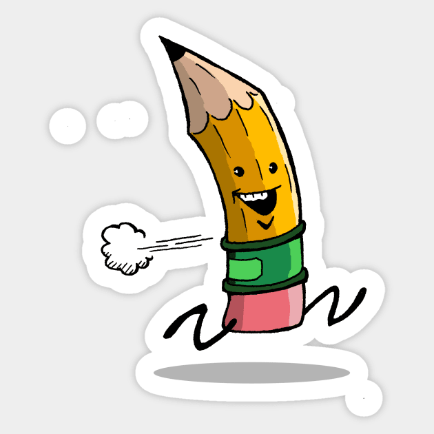 Pencil Guy Cartoon Sticker TeePublic